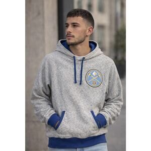 Adidas Denver Nuggets NBA Hoodie Pullover Gray Blue Embroidered Logo